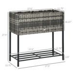 Raised Garden Bed, Elevated Planter Box with Rattan Wicker Look, Tool Storage Shelf, Portable Design for Herbs, Vegetables, Flowers, Gray - Image 3