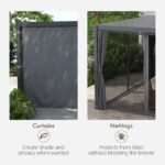 12' x 19' Aluminum Pergola with Adjustable Louvered, Outdoor Pergola with Curtains and Netting - Image 6