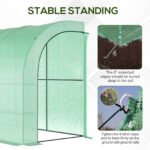 10' x 5' x 7' Lean to Greenhouse, Walk-In Green House, Plant Nursery with 2 Roll-up Doors and Windows, PE Cover and 3 Wire Shelves, Green - Image 4