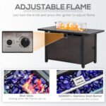 43 Inch Outdoor Propane Gas Fire Pit Table, 50,000 BTU Auto-Ignition Rectangular Wicker-effect Gas Firepit with Glass Wind Guard, Lid, Glass Beads, Steel Base, CSA Certification, Bronze - Image 6
