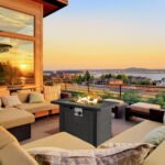 30 Inch Outdoor Propane Gas Fire Pit Table, 50,000 BTU Auto-Ignition Square Wicker-effect Gas Firepit with Ceramic Tabletop, Lid, Lava Rocks & Rain Cover, CSA Certification - Image 2