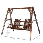 Wooden Porch Swing with Stand, 2-Seat Patio Swing Chair with Center Table, for Garden, Poolside, Backyard - Image 3