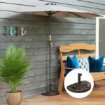 20lbs Half Round Patio Umbrella Base Outdoor Decorative Resin Parasol Stand Holder for Φ1.5", Φ1.9" Pole, for Lawn, Deck, Backyard, Garden - Image 2
