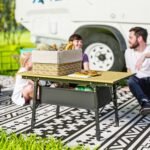 3ft Aluminum Small Folding Table, Portable Camping Table with Storage Bag, Carry Bag for Outdoor Picnic BBQ, Brown - Image 2