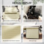 Folding Chaise Lounge Pool Chair with 4-level Reclining Back, Cushion, Side Pocket, Headrest, Beige - Image 6