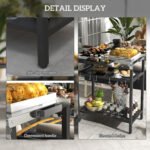 2-Tier Shelf Outdoor Bar Cart, Stainless Steel Tabletop Patio Serving Cart with Accessories for Poolside, Garden, Black - Image 8