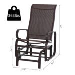 1-Person Outdoor Glider Swing, Single Rocker, Ergonomic Head Support, with Lightweight Metal & Mesh Construction, Supports Up to 352 lbs., for Backyard, Garden, Porch, Brown - Image 3