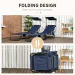 Chaise Lounge Pool Lounge Chairs Set of 2,Outdoor Sun Tanning Chairs,Reclining Back,Steel Frame and Side Pocket,Blue - Image 6