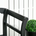 Wooden Patio Bench, Outdoor Garden Bench with Backrest and Armrests, 3 Person Porch Bench with Rustic Country Diamond Pattern, Black - Image 8