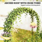8 ft Steel Garden Arch, Garden Arbor Trellis with Large Base for Climbing Plants, Wedding Arch Stand, Black - Image 4