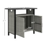 Outdoor Pool Towel Storage Cabinet Organizer, Outdoor Bar Table with Shelf and Cabinet, Pool Towel Holder Pool Valet with Weather-Resistant PE Rattan and Steel Frame, Gray - Image 3