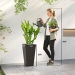 23 Inch Tall Planters for Outdoor Plants, Set of 2 Plastic Flower Pots, for Front Door Patio Garden Use, Black - Image 3