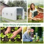 15' x 7' x 7' Walk-In Tunnel Greenhouse, Large Garden Hot House Kit with 6 Roll-up Windows & Roll Up Door, Steel Frame, White - Image 6