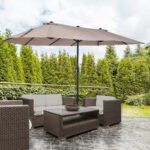 Patio Umbrella 15ft Double-Sided Outdoor Market Extra Large Umbrella with Crank Handle for Backyard, Light Blue - Image 7