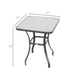 27" Square Bistro Table Garden Dining Table Outdoor Tempered Glass Table - Image 3