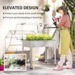 Elevated Garden Box with Greenhouse Cover, Raised Garden Bed with Legs and Drainage Hole for Vegetables, White - Image 5