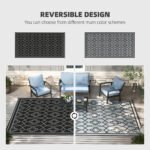 Reversible Outdoor Rug, Waterproof Plastic Straw with Carry Bag, 9' x 18', Black & Gray Lantern - Image 4