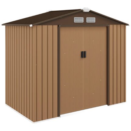 Outdoor Storage Shed with Foundation Kit, Air Vents, 7' x 4', Yellow