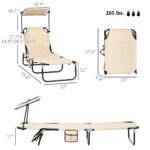 Chaise Lounge Pool Lounge Chairs Set of 2, Outdoor Sun Tanning Chairs, Reclining Back, Steel Frame and Side Pocket, Tan - Image 3