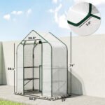 Greenhouse for Outdoors, Portable Greenhouse with 6 Shelves, UV-Resistant PE Cover, Roll-Up Door, White - Image 3