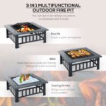 34" Outdoor Fire Pit Square Steel Wood Burning Firepit Bowl with Spark Screen, Waterproof Cover, Log Grate, Poker for Backyard, Camping, BBQ, Bonfire - Image 4