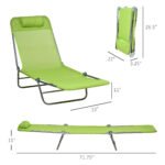 2 Piece Folding Chaise Lounge Chairs, Pool Sun Tanning Chairs with Reclining Back, Breathable Mesh Seat, Headrest for Beach, Yard, Patio, Green - Image 3