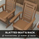 2 Pieces Outdoor Rocking Chairs, HDPE Patio Rockers with 28" High Back, Wide Armrests for Porch Backyard, Brown - Image 7