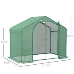 6' x 3' x 5' Portable Walk-in Greenhouse, PE Cover, Steel Frame Garden Hot House, Zipper Door, Top Vent for Flowers, Vegetables, Saplings, Tropical Plants, Green - Image 3