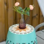 Decorative Outdoor Stool, 12" Round Patio Side Table, Mosaic Accent Plant Stand for Garden, Balcony, Blue - Image 7