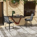 Outdoor Bar Stools Set of 2, 360° Swivel Bar Height Chairs, 26.75" x 29.5" x 48.5", Gray - Image 2