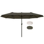 Extra Large 15 ft Patio Umbrella, Double-Sided Wide Outdoor Umbrella with Crank Handle and Air Vents for Backyard, Deck, Pool, Market, Gray - Image 9