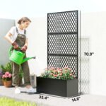 Metal Planter Box with Trellis, Raised Garden Bed with Trellis, Diamond Lattice Privacy Planter for Climbing Plants - Image 3
