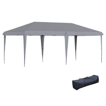 Pop-Up 10' x 20' Pop Up Canopy Tent, Upgraded Heavy Duty Tents for Parties, Outdoor Instant Gazebo Sun Shade Shelter with Carry Bag, for Catering, Events, Wedding, Backyard BBQ, Gray