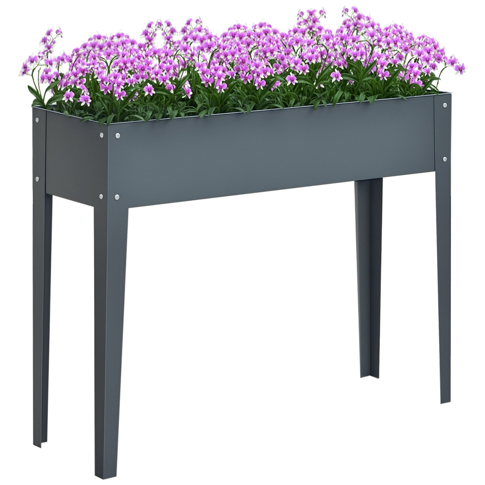 xgm00d1980c0be0a4.jpg Metal Raised Garden Bed, Elevated Planter Box with Legs and Drain Holes, 39" x 12" x 32", Dark Gray - Image 1