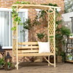 Patio Garden Bench, Wooden Bench, Outdoor Bench for Vines/Climbing Plants, Natural - Image 2