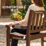 2-Person Garden Bench, HDPE Outdoor Bench with 530 lbs Capacity, Curved Seat for Backyard, Park, Porch, Lawn, Brown - Image 7