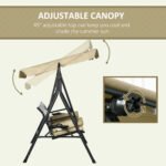 3-Seat Patio Swing Chair, Outdoor Canopy Swing Glider with Removable Cushion, Pillows, Adjustable Shade, and Rattan Seat, for Porch, Garden, Poolside, Backyard - Image 5