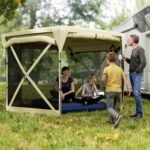 11 x 11ft Pop Up Gazebo Screen Tent with Removable Roof Cover, Roll-up Wind Panels for Camping, Backyard - Image 2
