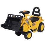 Kids No Power Ride-On Excavator with Manual Control Bucket, Yellow