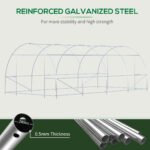 Steel Frame Walk-In Tunnel Greenhouse Garden Warm House Large Hot House Kit with Windows & Door, 19' x 10' x 7', Green - Image 7