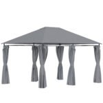 10' x 13' Outdoor Patio Gazebo, Canopy Shelter with 6 Removable Sidewalls & Steel Frame for Garden, Lawn, Backyard & Deck, Gray