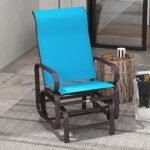 Gliding Lounger Chair, Single Rocker with Lightweight Metal & Mesh Construction, Blue - Image 2