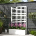 Galvanized Raised Garden Bed Planter Box with Trellis for Climbing Plants, Vegetable, Vines, 43" x 16" x 70", White - Image 8