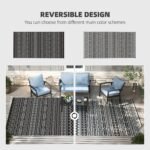Reversible Outdoor Rug, Waterproof Plastic Straw with Carry Bag, 9' x 18', Black & Gray Geometric Wall - Image 4