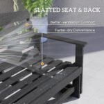 Patio Glider Bench w/ HDPE Slatted Double Rocking Chair, Distressed Black - Image 7