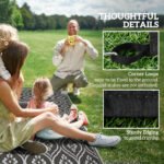 Reversible Outdoor Rug, Waterproof Plastic Straw with Carry Bag, 9' x 18', Black & Gray Gourd Border - Image 8