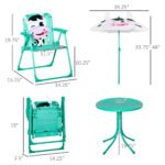 Kids Table and Chair Set, Outdoor Folding Garden Furniture, Picnic Table for Patio Backyard, with Removable & Height Adjustable Sun Umbrella, White - Image 3