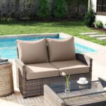 Patio Chair Cushions Set of 2 with Seat & Backrest, Fade Resistant Seat Replacement Cushion Set, Beige - Image 8