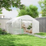 13' x 10' x 6.5' Tunnel Greenhouse Hoop House with Upgraded Galvanized Steel Frame and Large Windows, White - Image 2