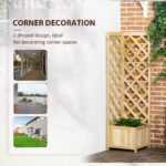 Wooden Raised Garden Bed, Planter with Trellis for Vine Climbing and Vegetables, Herbs and Flowers Growing, Natural - Image 6